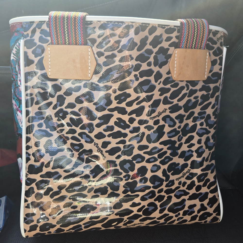 Consuela Mona Classic Leopard Print Tote Bag with Multicolor Straps